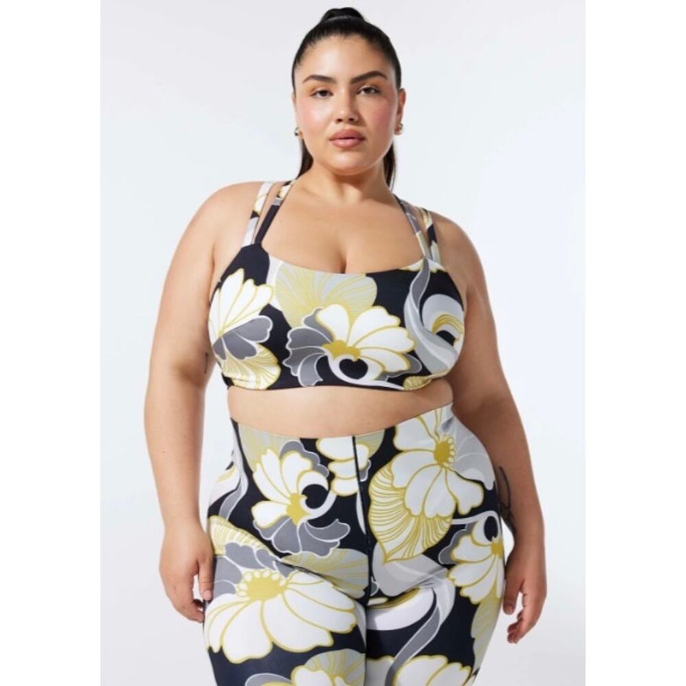Savage X Fenty On Rhipeat Sports Bra Sweet Olive Yellow Petal Trippin 1X - Picture 3 of 7
